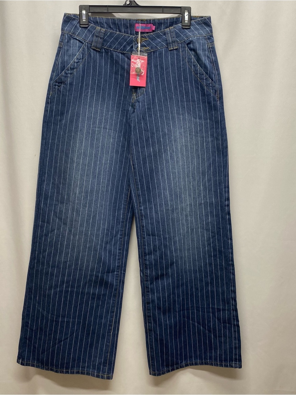 Edikted cory stripe low rise wide leg jeans size medium pinstripe new with tags - Picture 2 of 11
